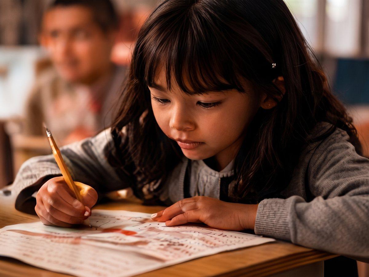 A student sketches a story idea.